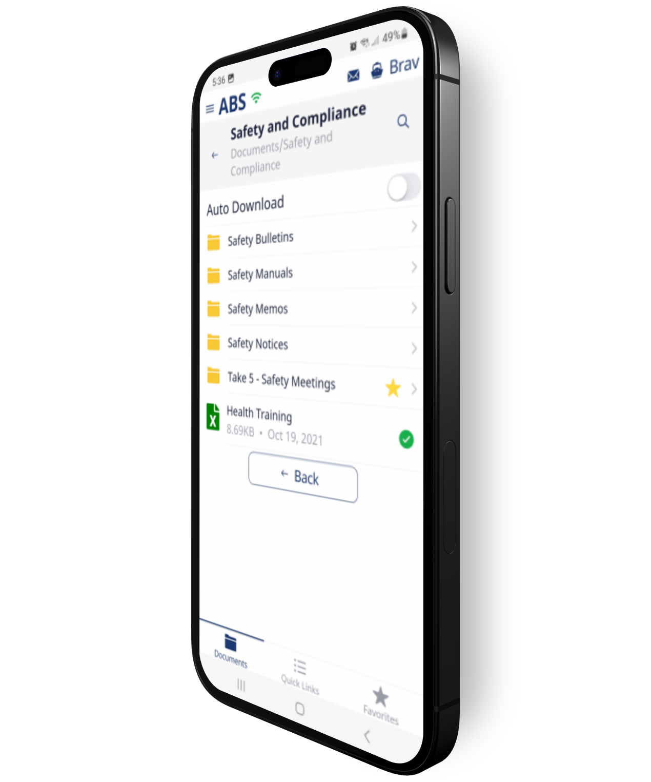 Mockup of NS Docs App interface