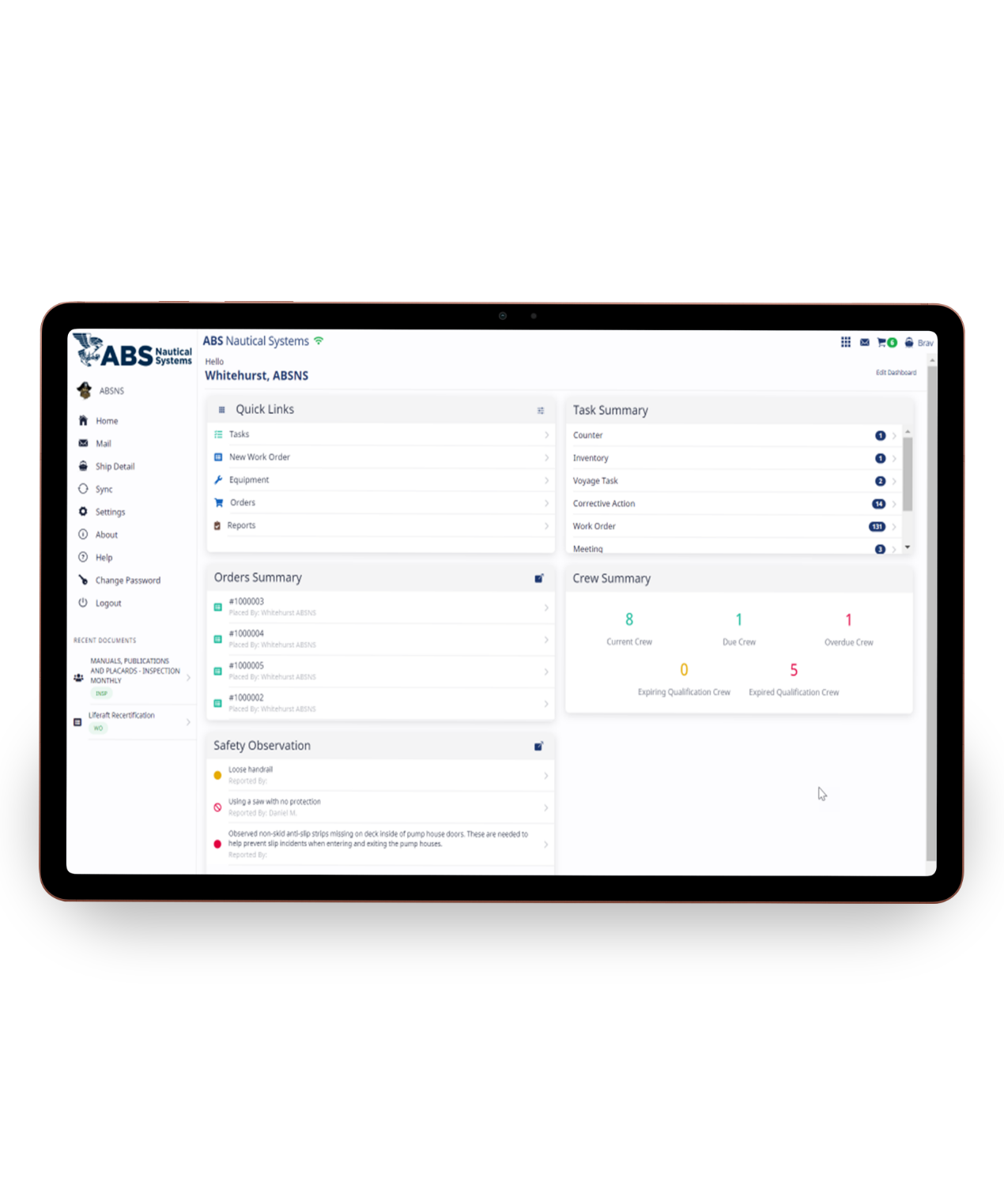 Mockup of NS Vessel App interface
