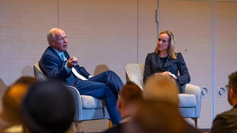 Photo Caption (L to R): Gregg Pelowski, Director for Total Force Management with the U.S. Navy’s Military Sealift Command, with Staci Satterwhite, ABS Wavesight CEO, at the 24th Annual Nautical Systems User Conference.