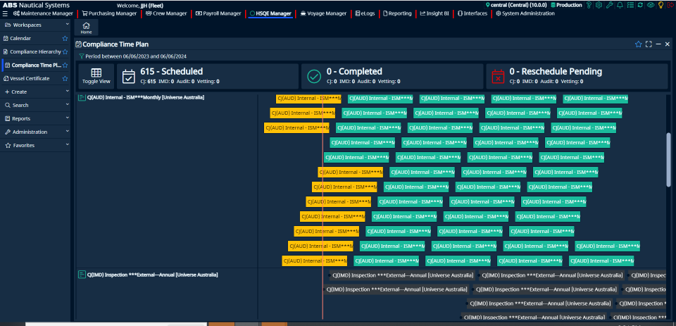 a screenshot showing the HSQE web preview compliance plan