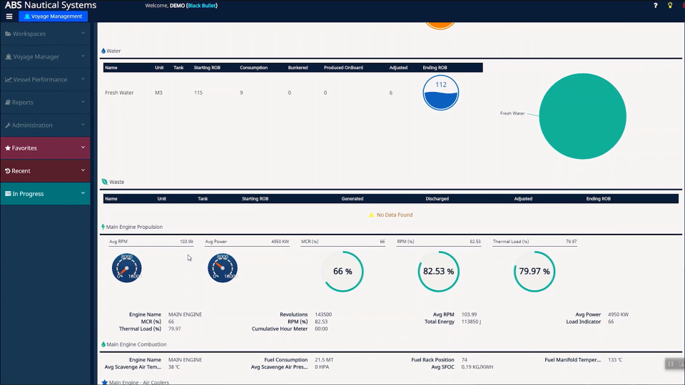 screenshot showing the NS Voyage Manager interface